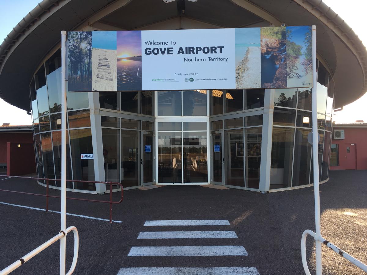 Gove Airport welcome sign