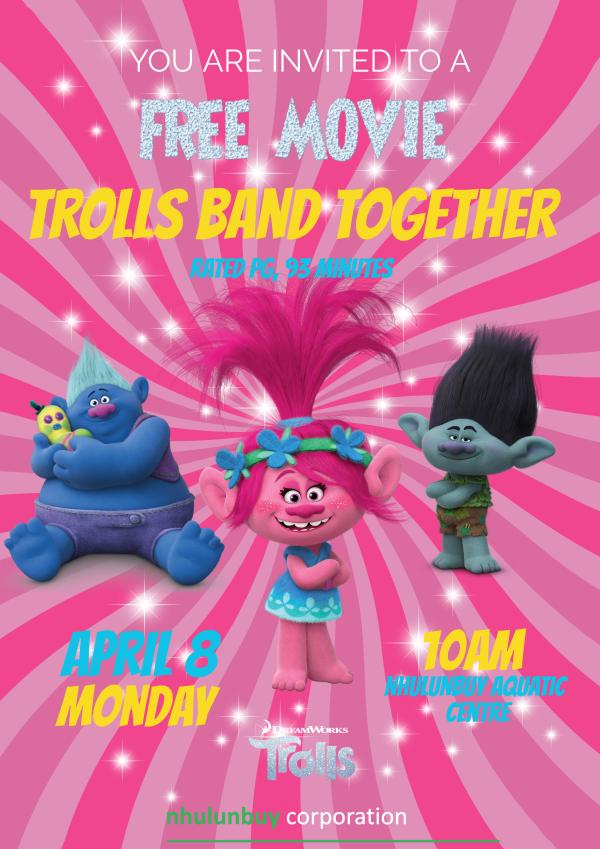 Poster for Aquatic Centre movie - Trolls Band Together 