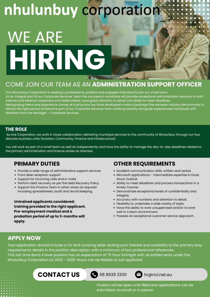 Administration Officer 2026